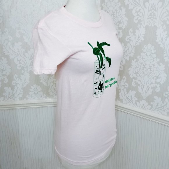Mojitos Mo Problems Pink Funny Graphic T-Shirt Tee - Picture 2 of 6